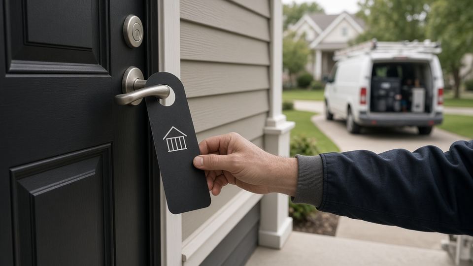 Door-hanger on a neighbor's front door